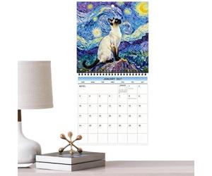 Almanach mural Livre de planification relié en avec des peintures | Calendrier chat 2027 pour la décoration de la maison, le salon, la salle d'étudiant, le rendez-vous et le bureau
