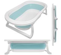 ALMAR Baby Baignoire pliable pour bébé jusqu'à 24 mois Bleu clair pliable compact avec pieds antidérapants pour nouveau-né double pliage