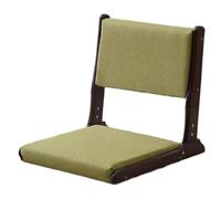 ALMASI Chaise Tatami Pliable, siège de Sol rembourré de Style Japonais, Dossier sans Pieds en Bois avec Coussin, méditation d'accentuation pour Baie vitrée, Salon, Chambre à Coucher(Green,B)