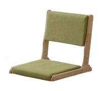 ALMASI Chaise Tatami Pliable, siège de Sol rembourré de Style Japonais, Dossier sans Pieds en Bois avec Coussin, méditation d'accentuation pour Baie vitrée, Salon, Chambre à Coucher(Green,A)