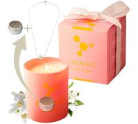 ALMASS - Bougie bijoux - Bougie Parfumée Artisanale + Un Collier Argent 925 avec une Perle + Une Petite Boite A Bijou, Cassis-Fleur d'Oranger-Jasmin - saint valentin - Coffret Cadeau Femme