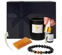 ALMASS Coffret Cadeau pour Homme - Bougie OUD + Bracelet Pierre + Peigne