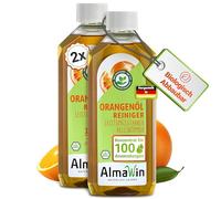 AlmaWin Nettoyant à l'huile d'orange écologique 2 x 500 ml Idéal comme nettoyant universel puissant et dégraissant - Nettoyant concentré végétalien à l'orange dans une bouteille recyclée - Nettoyant à