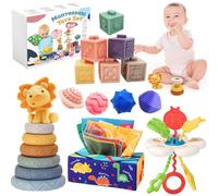 Almaxi Jouet Bebe 6 Mois,5 en 1 Jouet Montessori Bebe 6-12 Mois,Jouets à Empiler,Boite Mouchoir Bebe,Balles sensorielles,Jeux eveil Bebe 6-12 Mois, Jeux Bebe 1 an,Cadeau Bébé 6 Mois 1 an