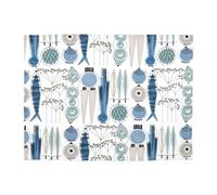 Almedahls Set de table Picknick 34x45 cm. lot de 2 Bleu-beige