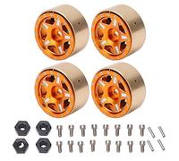 Almeigrity 4pcs Moyeux de Verrouillage de Perle RC Moyeux de Pneus de Véhicule RC en Laiton en Alliage d'Aluminium pour SCX24 1/24 (Orange)
