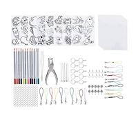 Almeigrity - ensemble complet de feuilles thermorétractables, Kit complet de feuilles de plastique rétractables avec crayons de couleur pour porte-clés, bijoux, jouets,