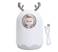 Almeigrity - humidificateur d'air silencieux, fonctionnant avec une lumière ambiante colorée, prise USB, Nano brumisateur, Type corne de cerf de noël (Blanche)