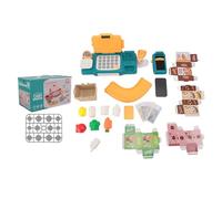 Almeigrity Jouet de caisse enregistreuse pour enfants avec scanner de caisse, jeu de nourriture, calculatrice, lecteur de carte de crédit, diffusion vocale, simulation de caisse (verte)