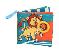 Almeigrity Livre en Tissu Doux pour bébé, Portable, Motif Animal de Dessin animé, Jouet interactif pour Nourrissons et Tout-Petits (Devinez-Lion)