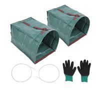Almeigrity Sac à déchets de Jardin 200 L, Grande capacité, Forme Demi-Cercle, Type Pelle à poussière, résistant à la Pluie, Sac collecteur de Feuilles Multifonctionnel avec Gants