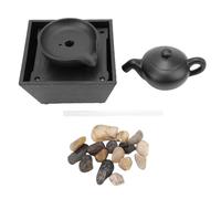 Almeigrity Théière Flottante Fontaine d'eau Ornement Décoration de Cascade de Table d'intérieur avec Pierres Lumineuses LED Décor de Table de Bureau à Domicile