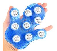 Almencla Appareil de Massage Corporel, Rouleau de Massage à Billes, Gant de Massage pour Une Utilisation sur Tout Le Corps, En Métal et avec Une Prise En Main, Bleu