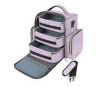 Almencla Boîte de Rangement pour Vernis à Ongles, Grande Capacité (72 Flacons), avec Trois Poches Amovibles, En Tissu Oxford, Idéale pour Les Outils de Manucur, Violet