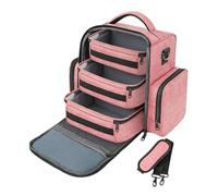 Almencla Boîte de Rangement pour Vernis à Ongles, Grande Capacité (72 Flacons), avec Trois Poches Amovibles, En Tissu Oxford, Idéale pour Les Outils de Manucur, Rose