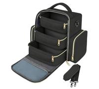 Almencla Boîte de Rangement pour Vernis à Ongles, Grande Capacité (72 Flacons), avec Trois Poches Amovibles, En Tissu Oxford, Idéale pour Les Outils de Manucur, Noir