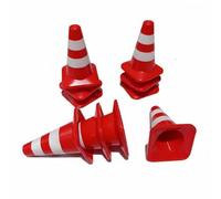 Almencla Cône de Circulation Enfant Modèle Miniature Accessoire Enseignement Apprentissage Décoration Ludique Adapté Collection Voitures Maquette Architecture, Rouge 10PK Cône 35MM