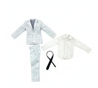 Almencla Costume Action Figure Ensemble Vêtement Miniature Accessoire Cravate Pantalon par Couture Soignée en Tissu Recommandé pour Collectionneurs Décoration, Blanc
