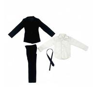 Almencla Costume Action Figure Ensemble Vêtement Miniature Accessoire Cravate Pantalon par Couture Soignée en Tissu Recommandé pour Collectionneurs Décoration, Noir