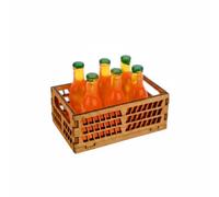 Almencla Dollhouse Miniature Bouteille Boisson Miniature Caisse Plateau Accessoire Maquette avec Coffret Bois et Bouteilles Résine pour Présentation Stable et, Orange