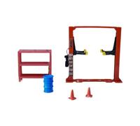 Almencla Ensemble D'accessoires Miniatures pour Atelier de Garage (5 Pièces) Comprenant Un Pont élévateur Détaillé, Un Conteneur, Un Bidon D'huile et D, Ascenseur Rouge