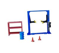Almencla Ensemble D'accessoires Miniatures pour Atelier de Garage (5 Pièces) Comprenant Un Pont élévateur Détaillé, Un Conteneur, Un Bidon D'huile et D, Ascenseur Bleu