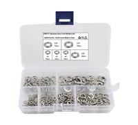 Almencla Ensemble de 250 Rondelles Frein En Acier Inoxydable 304 avec étui de Transport, Tailles 4, 6, 8, 10 et 12, Diamètre 1/4", pour La Réparation et L