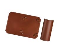 Almencla Furnace Pad 2 Pièces Tapis pour Four et Housse Réservoir Cuir PU Léger Résistant à l'usure Ensemble Portable Adapté pour Camping Cuisi, Brun