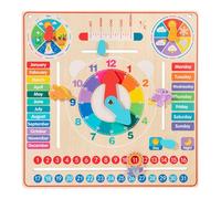 Almencla Horloge-calendrier En Bois, Jouet éducatif, Tableau, Horloge En Bois pour Apprendre