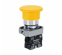 Almencla Interrupteur à Bouton-poussoir 22 Mm Autoretour Momentané Interrupteur Commutateur Conducteur en Alliage Longue Durée IP65 Montage Compact et Stable, Yellow, 1NO Bc51