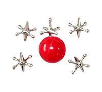Almencla Jeu de 5 Osselets avec Bille, Jouet Classique en Métal, Jeu D'adresse, Jeu de Société Traditionnel en Alliage de Zinc pour Enfants, 6 pièces argentées