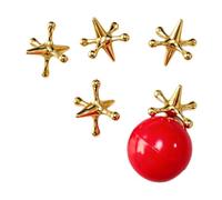 Almencla Jeu de 5 Osselets avec Bille, Jouet Classique en Métal, Jeu D'adresse, Jeu de Société Traditionnel en Alliage de Zinc pour Enfants, 6 pièces en Or