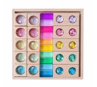 Almencla Jouet Sensoriel en Bois avec Blocs de Cristal et Disques Translucides pour Formes et Développement de la Perception Visuelle chez Les Enfants Dès Le Plus Jeune Âge, Style to 2