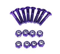 Almencla Kit de 8 Vis pour Skateboard, Pièces de Rechange, Vis pour Longboard, Visserie pour Skateboard, Vis à Tête Plate en Acier Au Carbone avec écrous pour, Violet, 1 Pouce