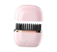 Almencla Lisseur Cheveux Brosse Chauffante Sans Fil Peigne Chauffant Mini Portable Fonction Bouclage Convient Travail Étudiant Salo, Rose