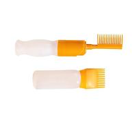 Almencla Lot de 2 Flacons Peigne à Racines, Brosse pour Huile Capillaire, Flacon Souple Gradué, Brosse pour Flacon Vide, Brosse pour Teinture Capillaire, JAUNE