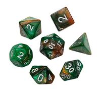 Almencla Lot de 7 Dés à Plusieurs Faces en Acrylique, Jouets de Divertissement, Ensemble de Dés Polyédriques D4-d20 pour Jeux de Cartes : The Gathering et, Auréat Vert