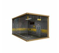 Almencla Miniature Garage Display Miniature Voiture en Exposition Structure Bois Panneaux Acryliques Base Plate Système, Modèle De Garage D5 Gris, Orientation Droite