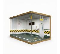 Almencla Miniature Garage Display Miniature Voiture en Exposition Structure Bois Panneaux Acryliques Base Plate Système, Modèle De Garage De Stationnement Assemblé, Côté Droit, Vert