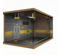 Almencla Miniature Garage Display Miniature Voiture en Exposition Structure Bois Panneaux Acryliques Base Plate Système, Modèle De Garage D5 Gris, Orientation Gauche
