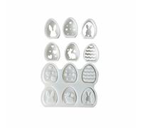 Almencla Moule de Pâques en Silicone Œuf Résine Cire Savon Système pour Créer Œufs 3D Creux à Détails Nets avec Cœurs Étoiles Vagues 6