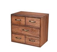 Almencla Organisateur de Bureau à Tiroirs Meuble de Rangement Coffret à Tiroirs Caisson de Table en Bois à Cinq Compartiments pour Tri Visible et Séparé Adapté