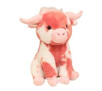 Almencla Peluche Vache Enfant Poupée Peluche Motif Veau Tissu Polyester Texture Agréable Compagnon Expression Ludique Adaptée au Réconfort Décoration Chambre d'enfant, Rose