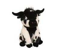 Almencla Peluche Vache Enfant Poupée Peluche Motif Veau Tissu Polyester Texture Agréable Compagnon Expression Ludique Adaptée au Réconfort Décoration Chambre d'enfant, Noir Et Blanc