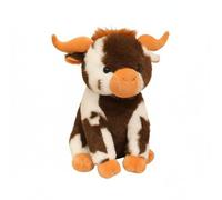 Almencla Peluche Vache Enfant Poupée Peluche Motif Veau Tissu Polyester Texture Agréable Compagnon Expression Ludique Adaptée au Réconfort Décoration Chambre d'enfant, Marron