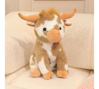 Almencla Peluche Vache Enfant Poupée Peluche Motif Veau Tissu Polyester Texture Agréable Compagnon Expression Ludique Adaptée au Réconfort Décoration Chambre d'enfant, Kaki