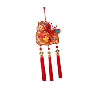 Almencla Pendaison Nouvel an Chinois Pendentif Porte D'Entrée Tissu Floqué Éléments Classiques Caractère Fu Motif Cheval avec Sequins Adapté pour Salon Bureau, Style Br