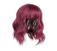 Almencla Perruque Frange Ajustable | Bonn Respirant En Rose, Perruque Carrée ondulée, Résistante à la Chaleur, pr Quotidien, Rouge