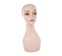 Almencla Présentoir à Perruques pour Femme, Tête de Mannequin, Support pour Chapeau, Base Lisse et Stable, Multifonctionnel, pour Colliers et Bijoux, Orange sans épaule
