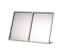 Almencla Présentoir En Acier Inoxydable, Porte-affiches de Table avec Panneau Arrière Incliné, Porte-flyers En Métal pour Restaurants, Hôtels et Cafés, A4 2 grilles, 435x92x309mm